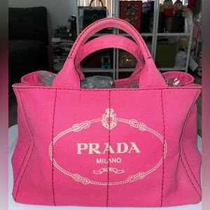 Prada Canapa classic pink denim tote bag without Detachable strap & Dustbag EUC